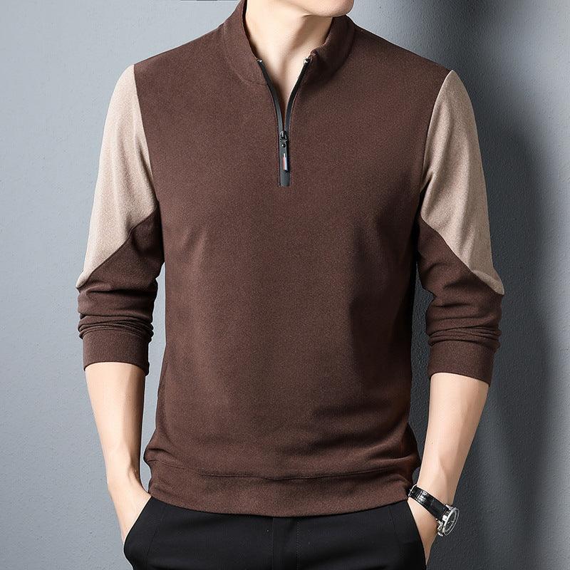 New German Velvet T-shirt Long-sleeved Pullover Stand Collar - Nioor