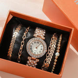 Diamond Women's Bracelet Watch Luxury Fashion Gift Box Watch Bracelet Six-piece Set - Nioor