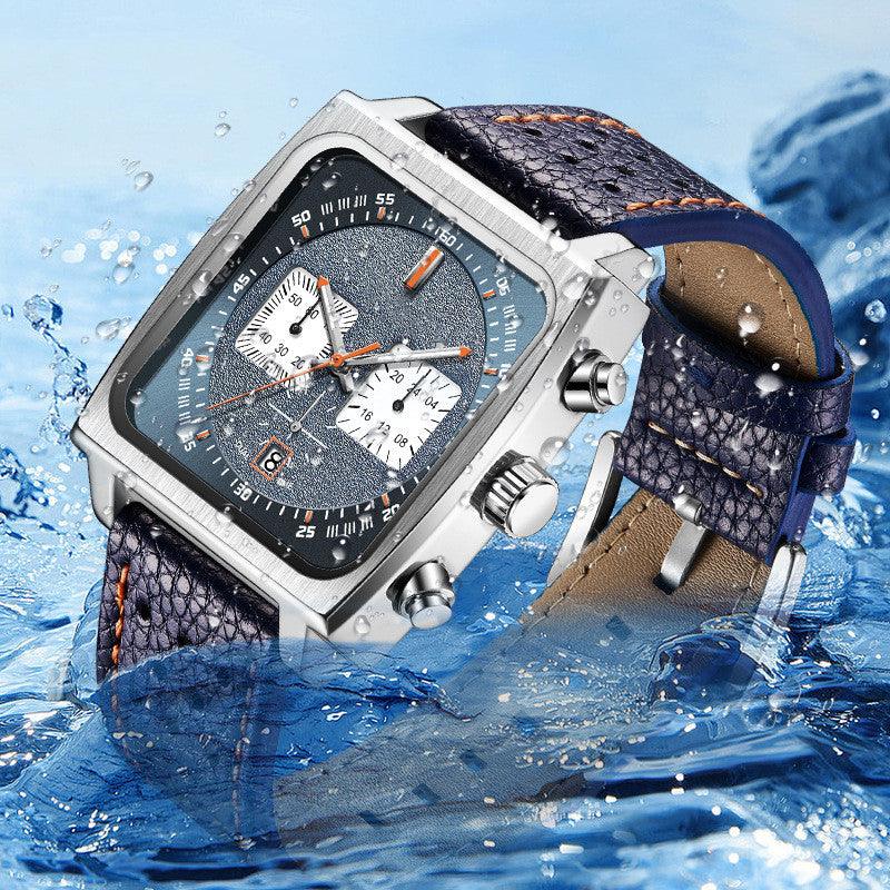 Men's Waterproof With Calendar Three Eyes Six Hands Quartz Watch - Nioor