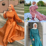 Muslim Hui Pure Color Robe And Ankle Dress