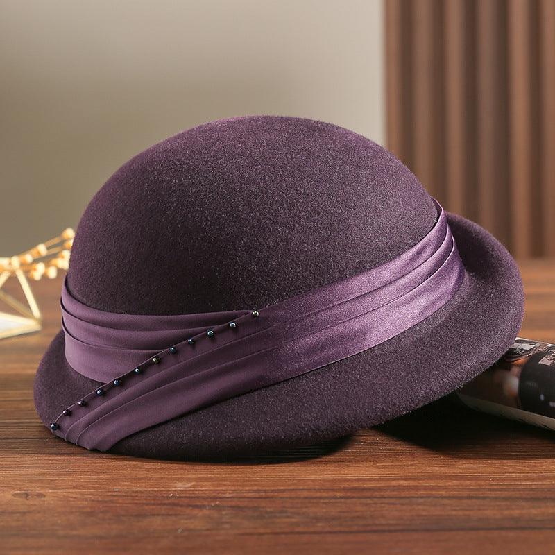 Women's Autumn And Winter Fashion All-match Face-looking Small British Wool Ptah Beret - Nioor