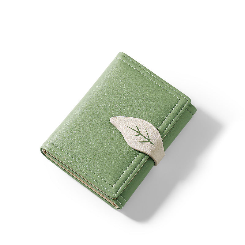 Fashion Folding Short Women's Creative Color Contrast Leaf Wallet