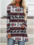 Long T-shirt Dress Retro Ethnic Style - Nioor