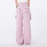 High Street Niche Pleated Three-dimensional Zipper Pocket Loose-fitting Wide-leg Trousers - Nioor