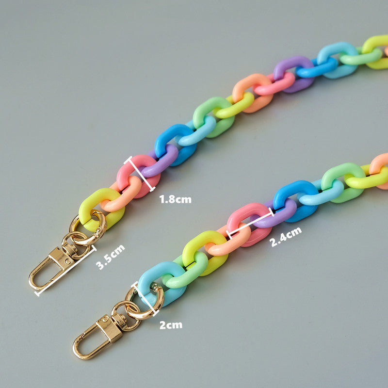 Fashion Candy Color Mobile Phone Charm Colorful Mixed Resin Chain Acrylic Chain Shoulder Crossbody