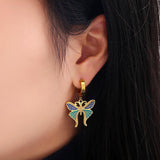 Colorful Oil Necklace Butterfly Earrings High Sense Temperamental Fashionmonger Diamond Ear Hanging - Nioor