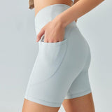 Rib High Waist Belly Contracting Yoga Shorts For Women - Nioor