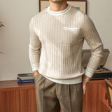 Crew Neck Long Sleeve Sweater Pullover - Nioor