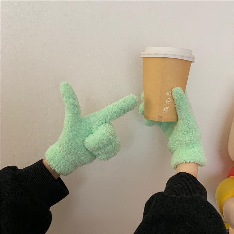 Cute Plush Gloves Women's Winter Thickening - Nioor