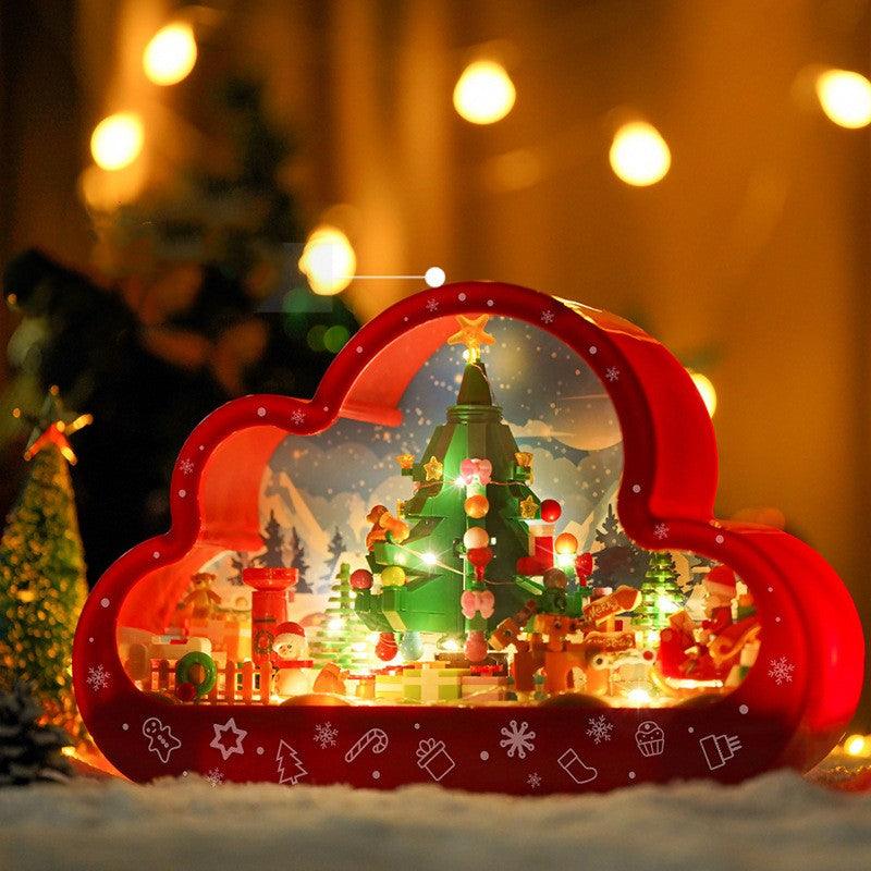 Christma New Style Assembled Building Block Toys Cloud Night Lamp Decorative Mirrors Frame LED Table Lights Creative Desk Bedroom Handmade Birthday Gifts - Nioor