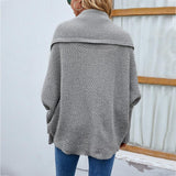 New Loose Knitted Sweater Solid Color Bat Sleeve Large Lapel Cardigan Autumn And Winter Fashion Jacket For Women Clothing - Nioor