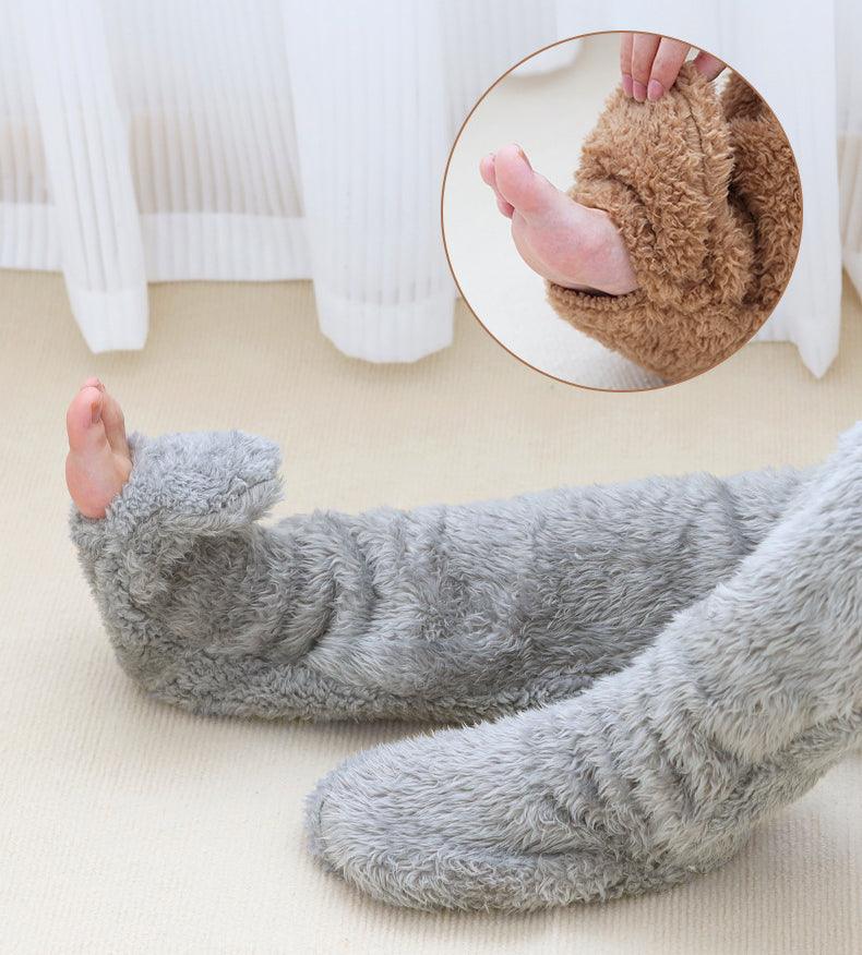 Over Knee High Fuzzy Long Socks Winter Warm Cold Leg Knee Joint Cold-proof Stockings Home Floor Sleeping Socks - Nioor