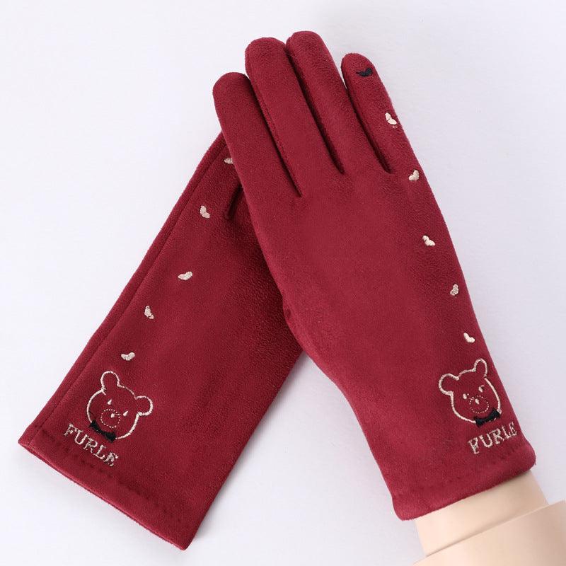 Thermal Gloves N915 Women's Winter Suede Double-layer Velvet Thickened - Nioor