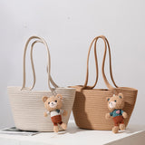 Women's Fashion Casual Cotton Thread Shoulder Straw Bag