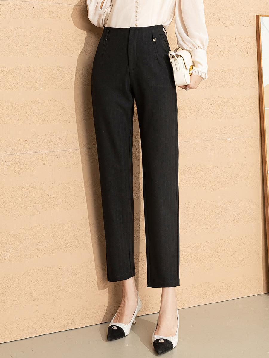 Women's High Waist Straight Leg Skinny Draped Western Pants - Nioor