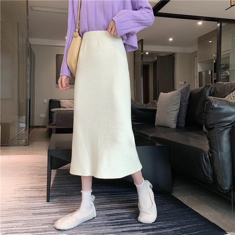 Women's Fashion Solid Color Straight Hip Skirt - Nioor