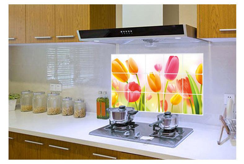 Tulip Flower Kitchen Stove Tile Glass Background Decoration Removable Wall Sticker - Nioor