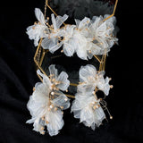 Women's Tulle Flower Headband Earring Set - Nioor