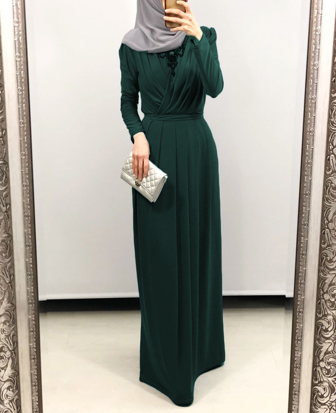 Women's Solid Color Middle Eastern Muslim Long Dress