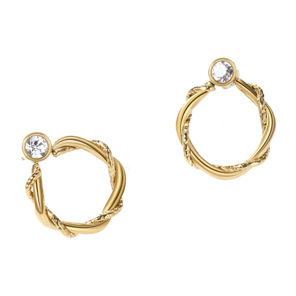 High-grade Titanium Steel Gold-plated Hollow Crescent Earrings - Nioor