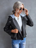 Casual PU Jacket With Hood And Removable Side Zipper - Nioor