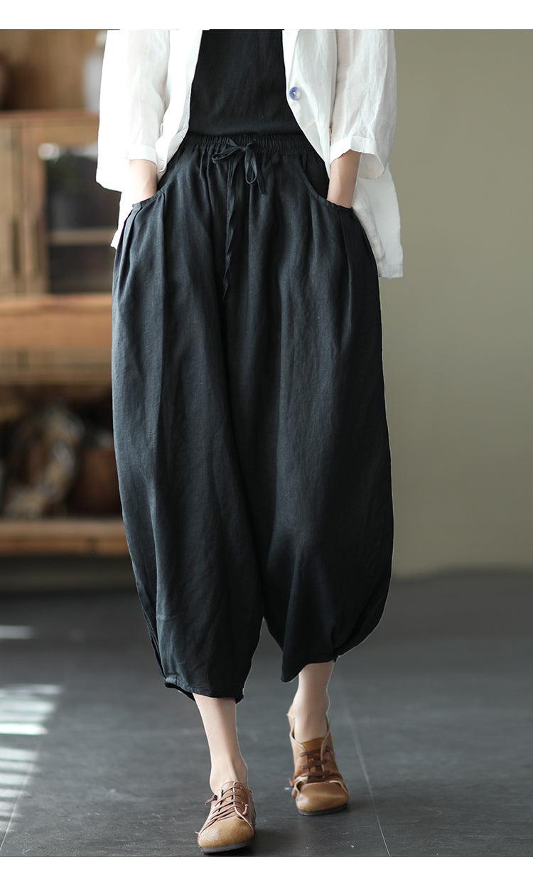 Cotton Harem Pants Linen Loose Bloomers - Nioor