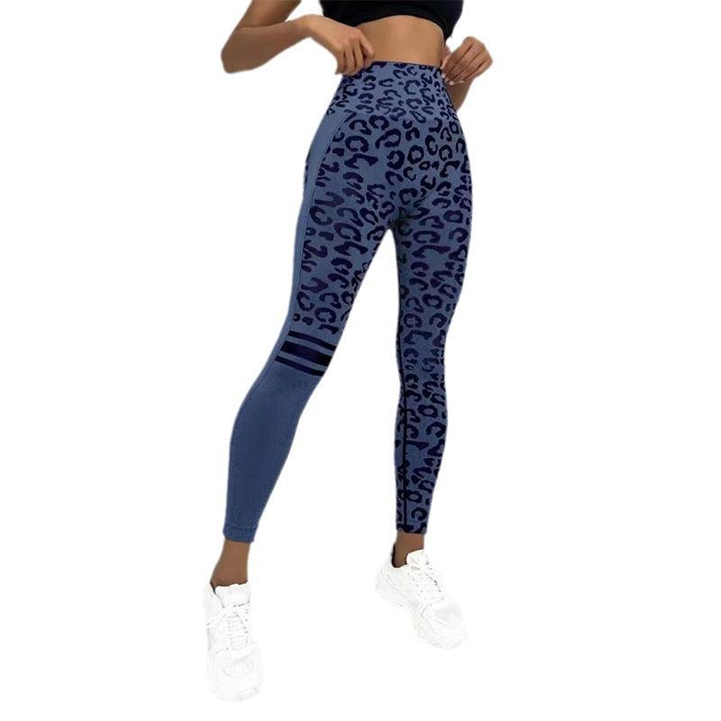 Chemical Fiber Blend Leopard Print Yoga High Waist Tights Fashion Sports Seamless Trousers Fitness Pants - Nioor