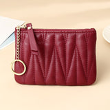 Fashionable Sheepskin Short Wallet Thin Grid