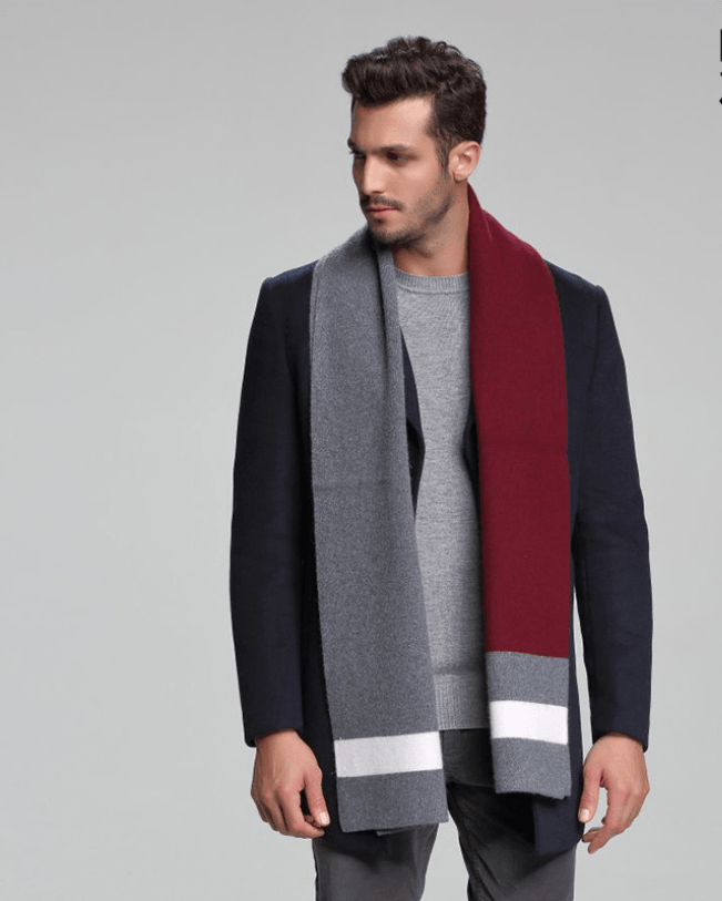 autumn and winter new men's scarf cashmere tide men's business casual thick warm scarf long double-sided - Nioor