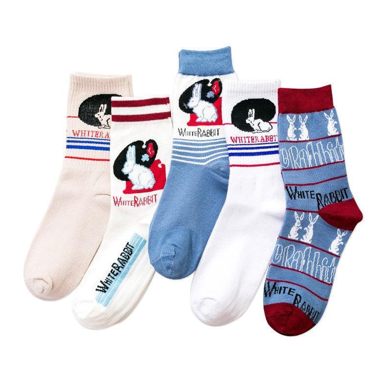 Socks Trendy Tube White Rabbit High-top Cotton Socks - Nioor