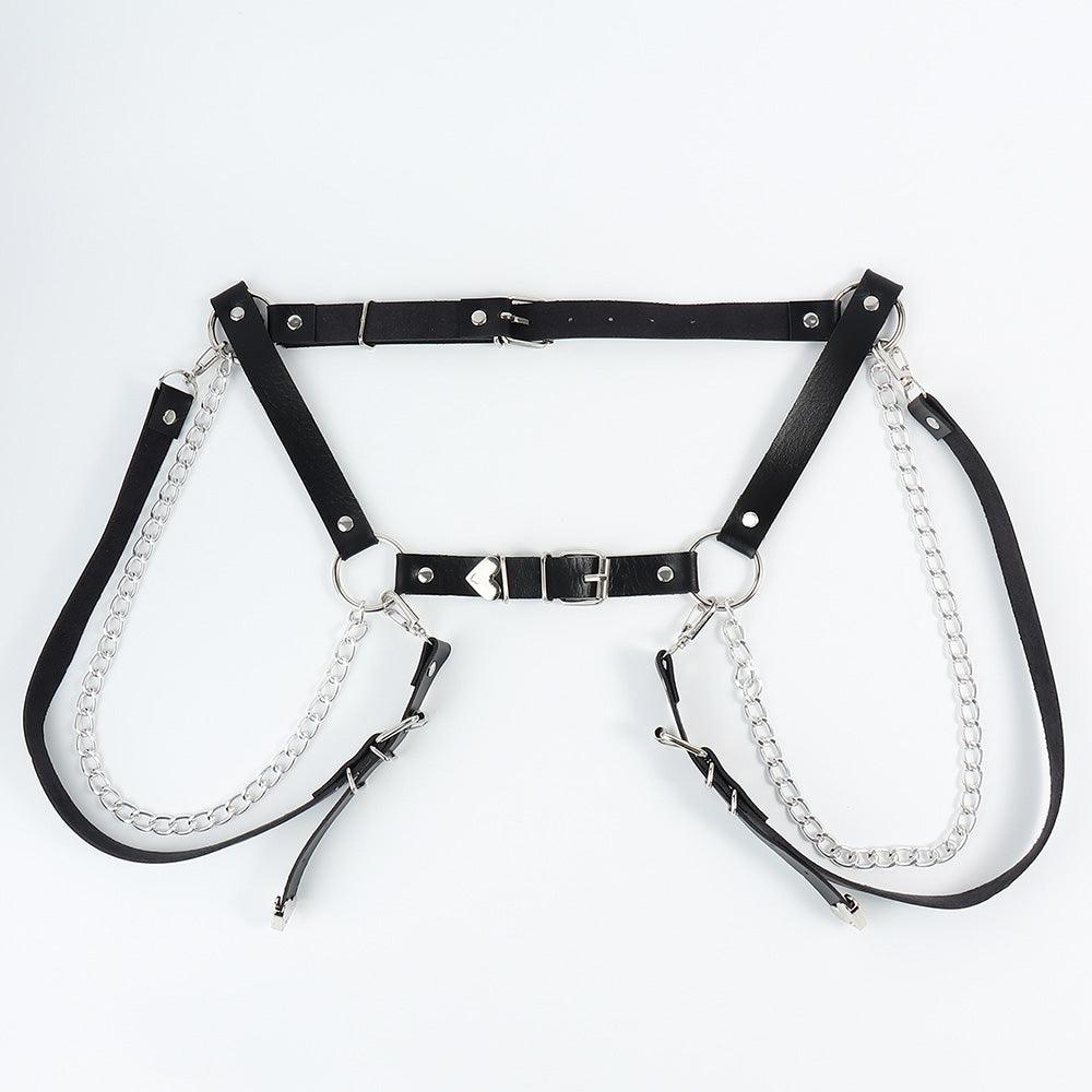 Punk Darkwind Women's Belt Leather Functional Chain Love Belt Sexy Uniform Suspenders Harness Accessories - Nioor