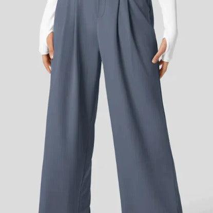 Women's Solid Color Casual Suit Pants With Real Pockets - Nioor