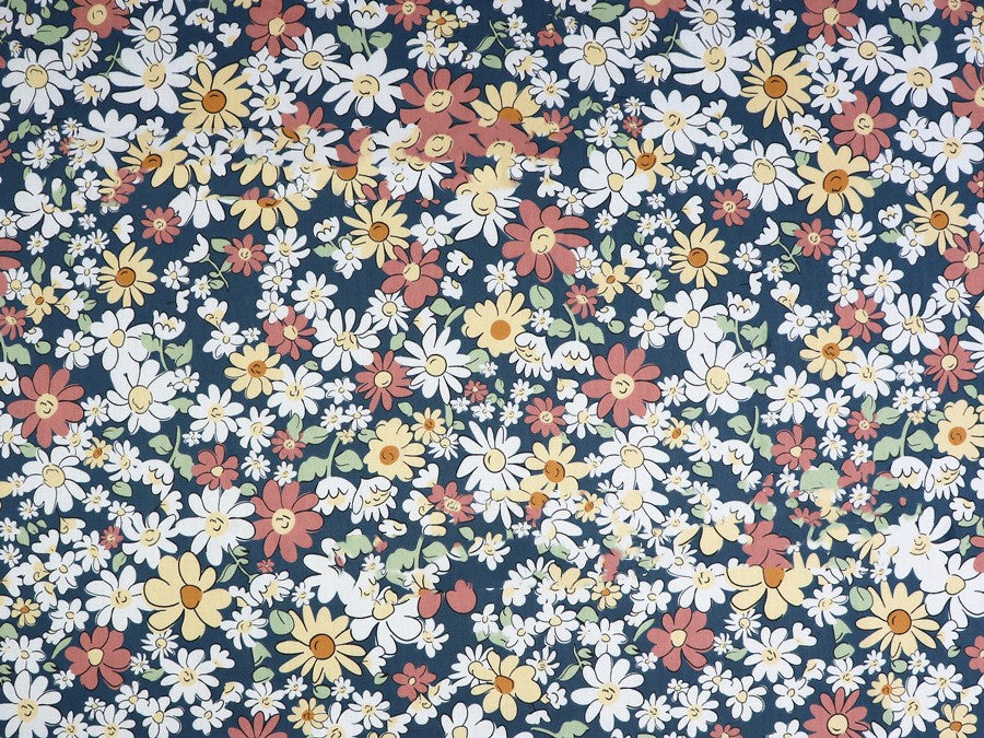 Plant Flower Small Clear Floral Twill Cotton Fabric