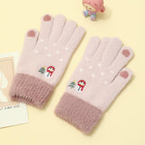 Padded And Thickened Warm Snowman Embroidered Touch Screen Gloves - Nioor