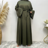 Women's Lace Up Satin Muslim Dress