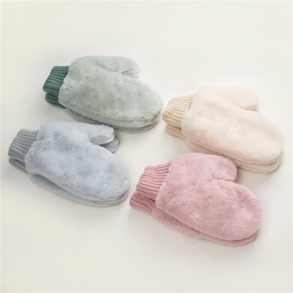 New Candy-colored Rabbit Plush Halter Gloves - Nioor