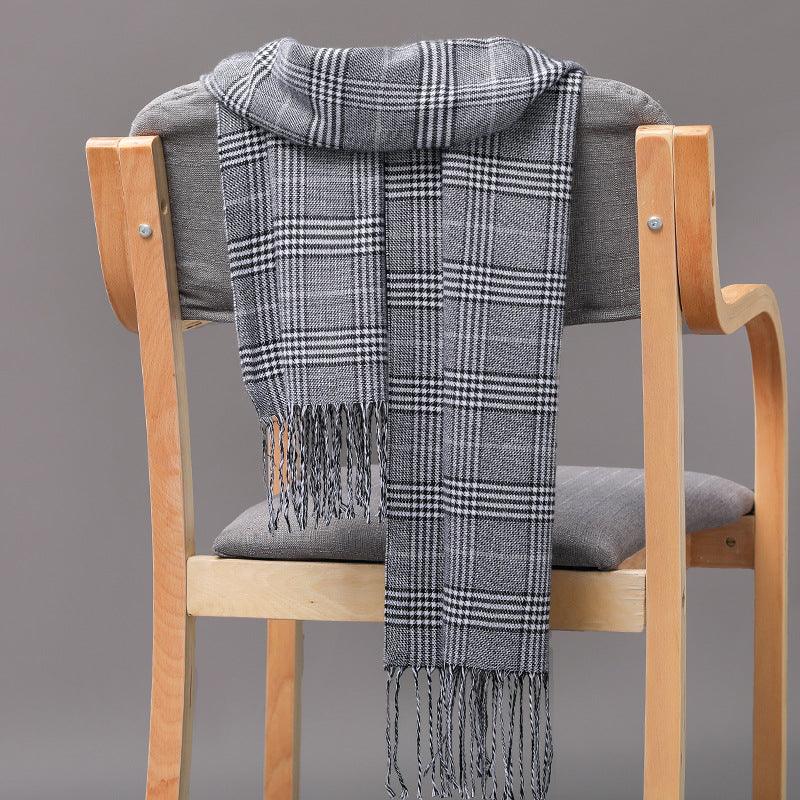 British Plaid Imitation Cashmere Tassels Couple Parent-child Men's Scarf - Nioor