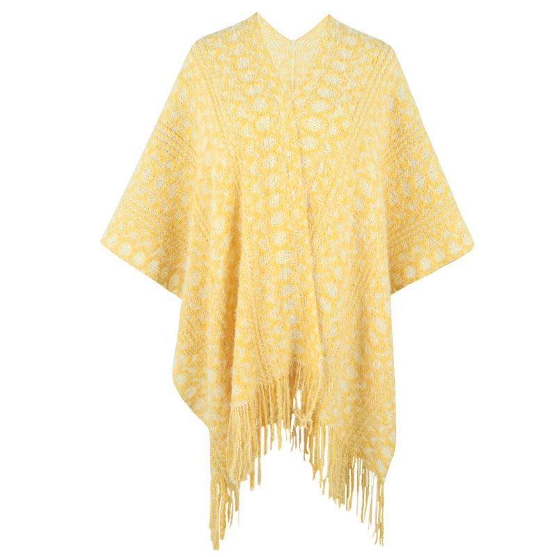 Polyester Yarn Crocheted Hollow Knitted Tassel Cape And Shawl Sweater Women's Cardigan - Nioor