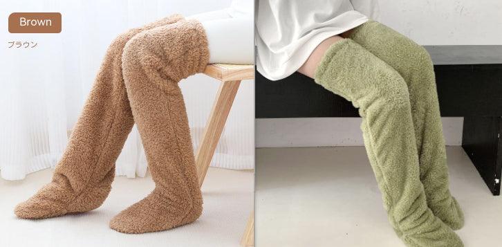 Over Knee High Fuzzy Long Socks Winter Warm Cold Leg Knee Joint Cold-proof Stockings Home Floor Sleeping Socks - Nioor