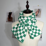 Women's Fashionable Elegant Wool Knitted Thermal Plaid Scarf - Nioor