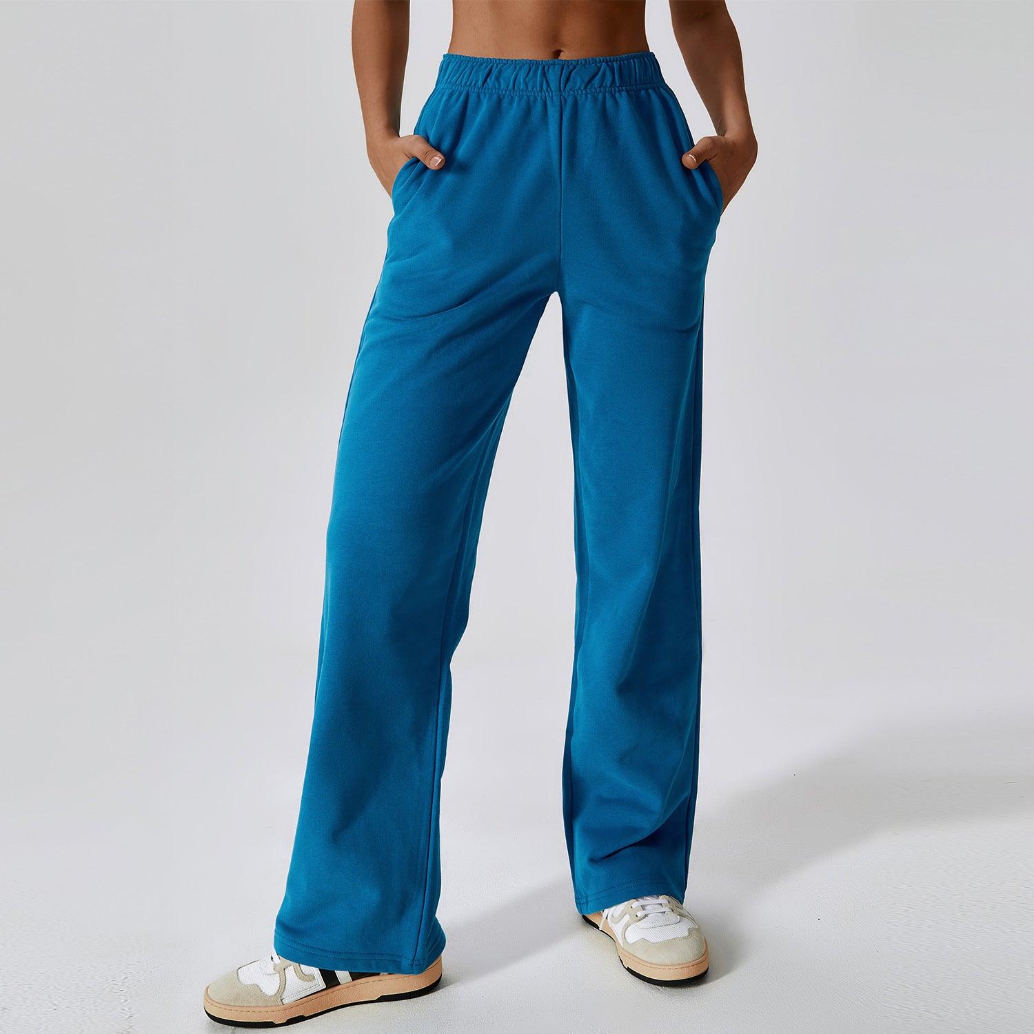 Waist-tied Fleece-lined Warm And Loose Straight Wide Leg Outdoor Leisure Sports Pants - Nioor