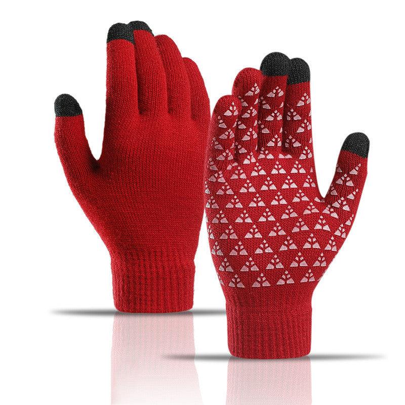 Winter Knitted Gloves For Men And Women Warm Cycling Anti-Cold Anti-Slip Triangular Offset Warm Gloves - Nioor