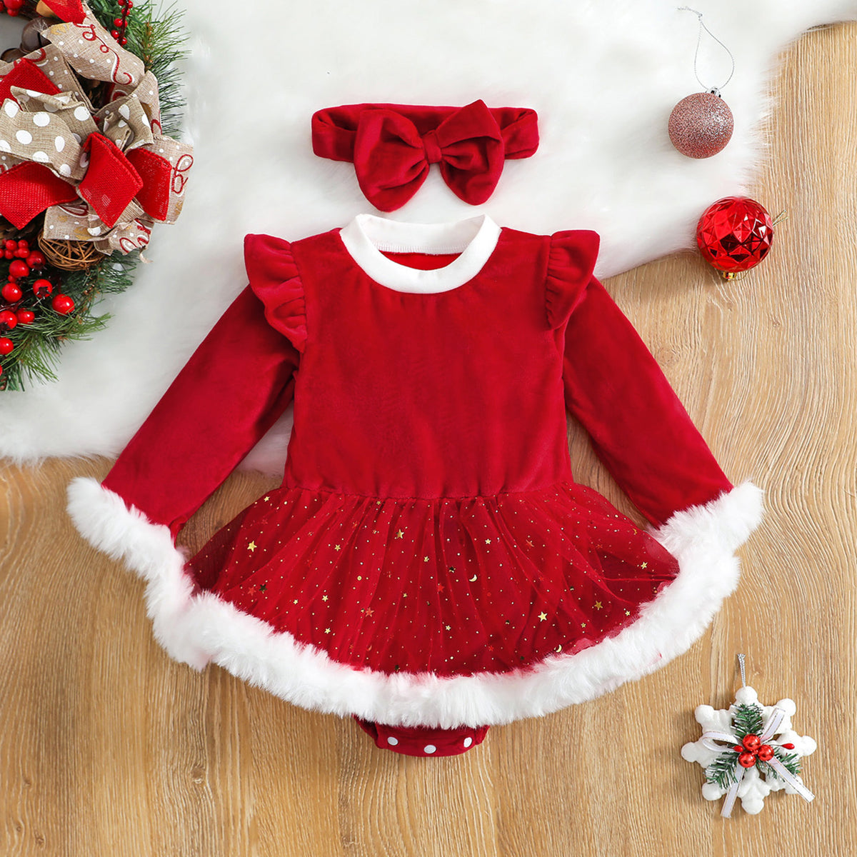 Christmas Baby Red Romper Newborn Toddler Infa