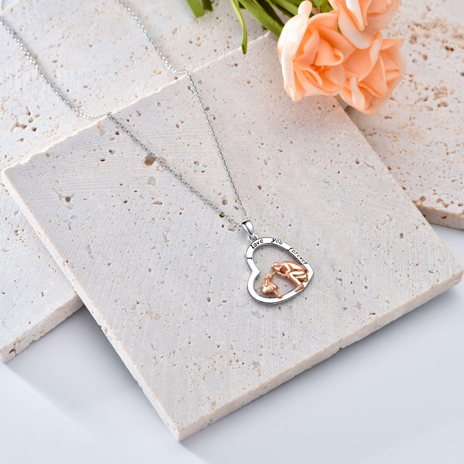 S925 Sterling Silver Daughter Gift from Dad Daughter Heart Pendant Necklace I Love You Forever Jewelry - Nioor