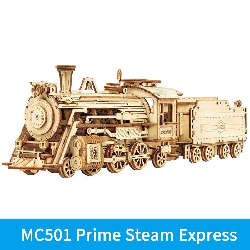 Robotime ROKR Train Model 3D Wooden Puzzle Toy Assembly Locomotive Model Building Kits for Children Kids Birthday Christmas Gift - Nioor