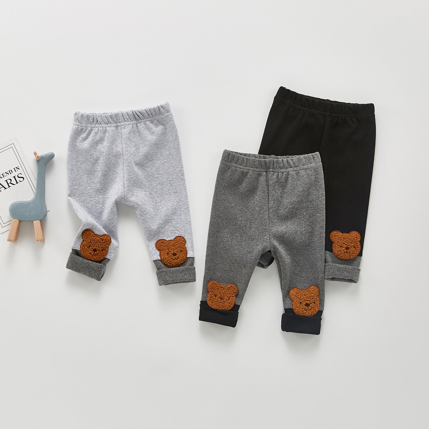 Children's Cute Bear Straight-leg Pants Trousers