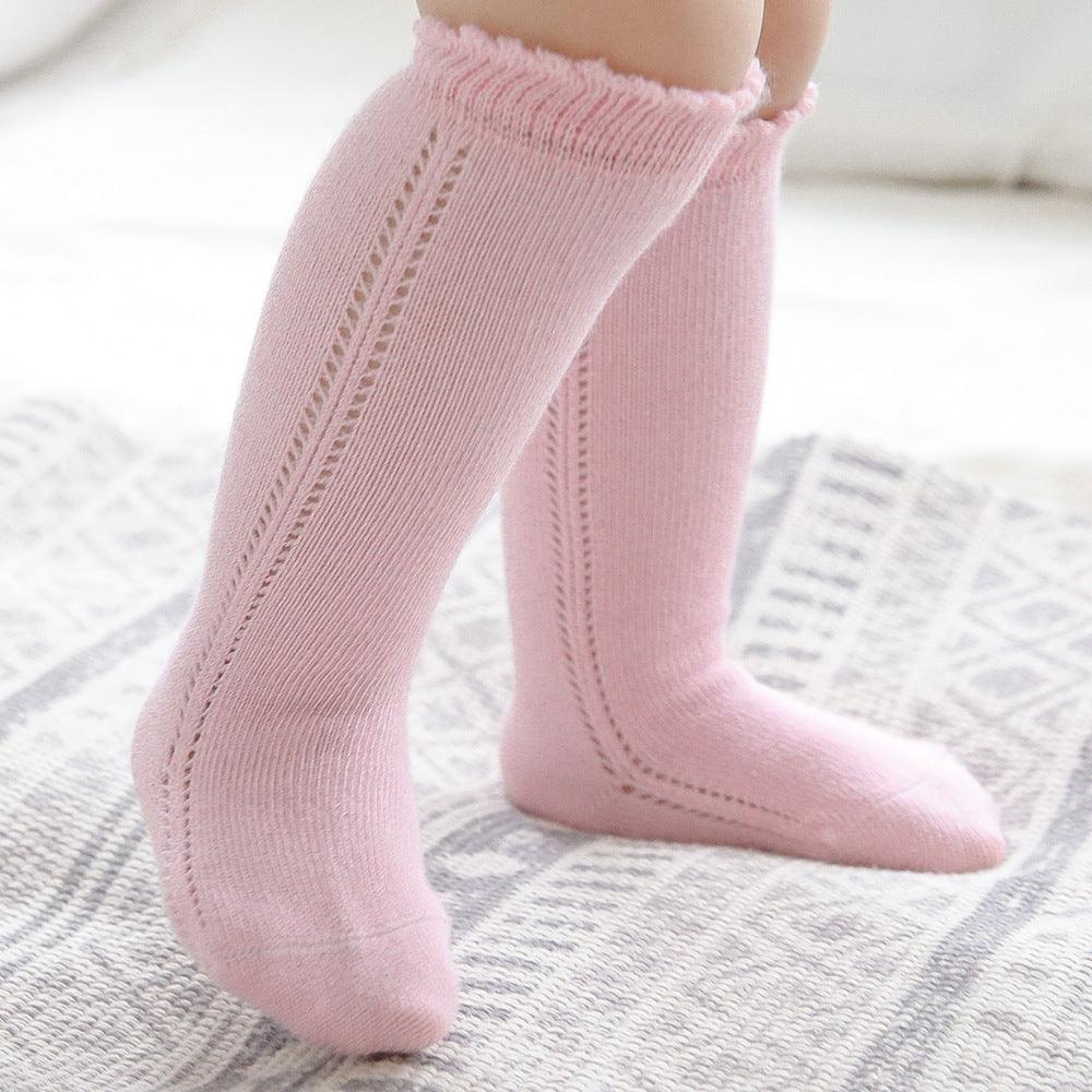 Baby Loose Mouth Long Tube Side Hollow Socks - Nioor