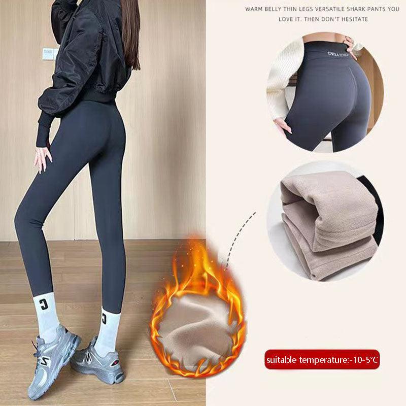 Fleece Thickened Leggings Winter -20 To 5 Shark Pants For Women High Waist Tight Skinny Tummy Control Buttocks Slimming Yoga Pants - Nioor