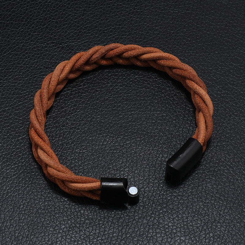 Simple Fashion Leather Cord Bracelet Men's Alloy