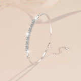 S925 Sterling Silver Women's Bracelet Gang Drill Adjustable Fashion Jewelry Moissanite